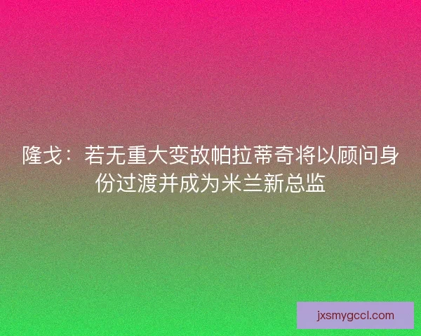 隆戈:若无重大变故帕拉蒂奇将以顾问身份过渡并成为米兰新总监 隆戈:若无重大变故帕拉蒂奇将以顾问身份过渡并成为米兰新总监