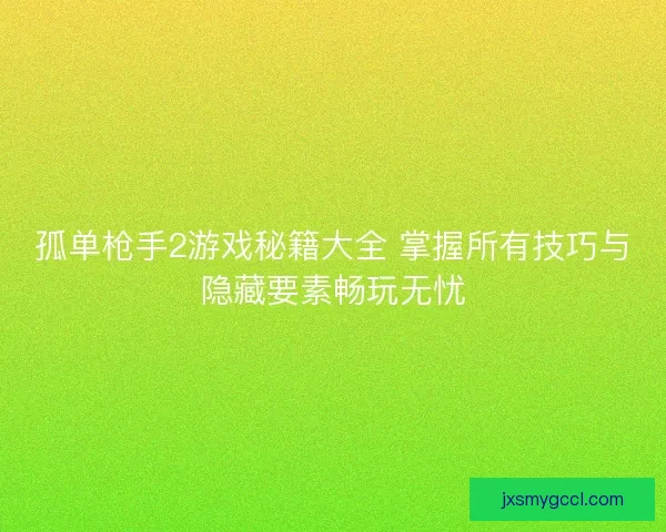 孤单枪手2游戏秘籍大全 掌握所有技巧与隐藏要素畅玩无忧