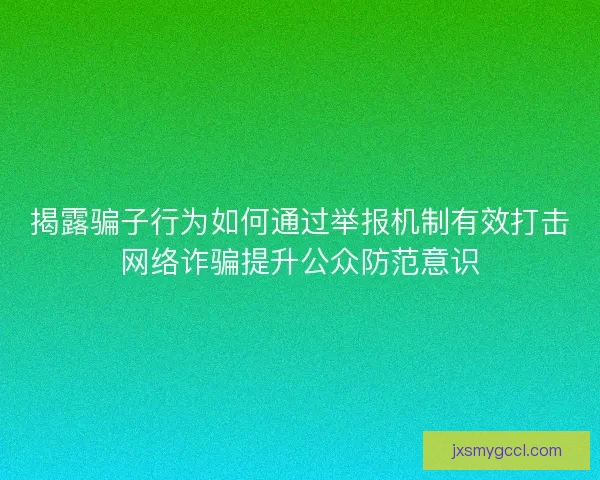 揭露骗子行为如何通过举报机制有效打击网络诈骗提升公众防范意识