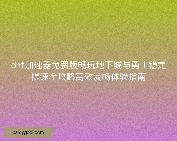 dnf加速器免费版畅玩地下城与勇士稳定提速全攻略高效流畅体验指南