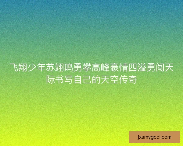 飞翔少年苏翊鸣勇攀高峰豪情四溢勇闯天际书写自己的天空传奇