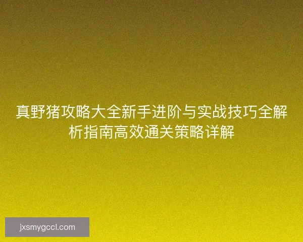 真野猪攻略大全新手进阶与实战技巧全解析指南高效通关策略详解 真野猪攻略大全新手进阶与实战技巧全解析指南高效通关策略详解